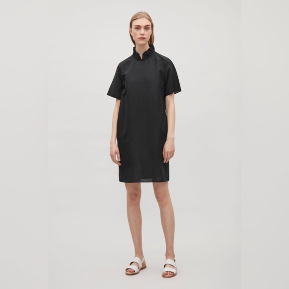 COS Linen Ruffle Neck Dress - Picture 3 of 9